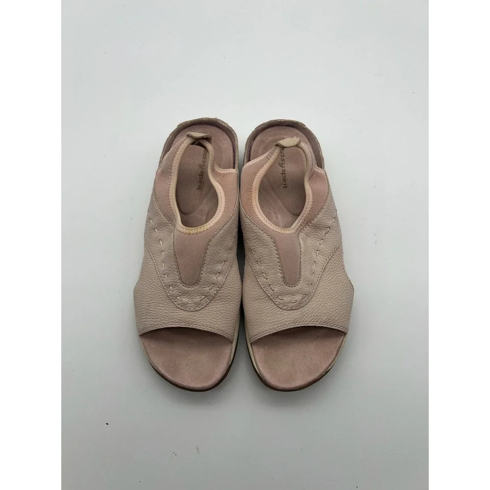 Easy Spirit Womens Blush Pink Leather Slingback Comfort Sandals Open Toe